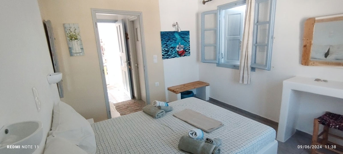 Interior of a room at Antonis Rooms in Sifnos