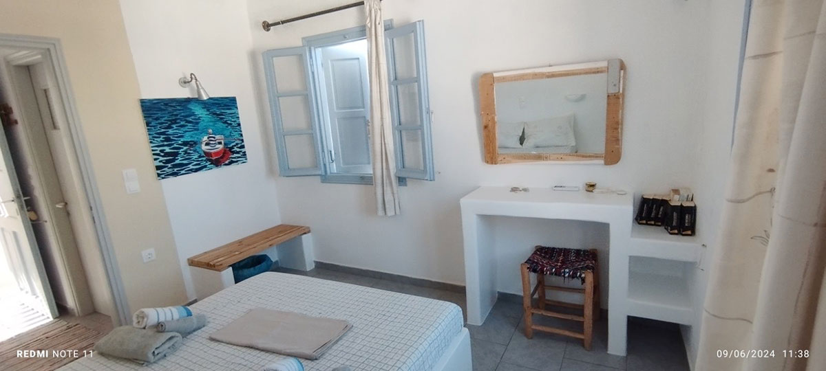 Interior of a room at Antonis Rooms in Sifnos